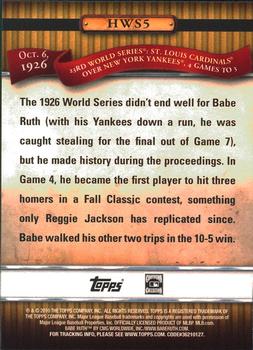 2010 Topps - History of the World Series #HWS5 Babe Ruth Back